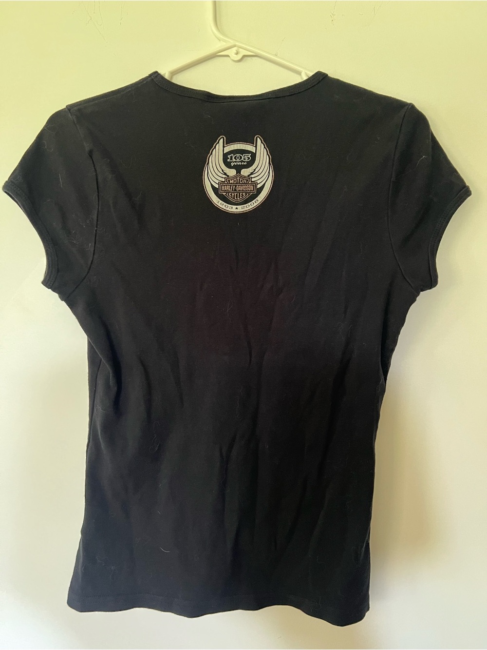 Harley-Davidson Black Tee with Silver and Gold Rhinestone Logo - Picture 4 of 4
